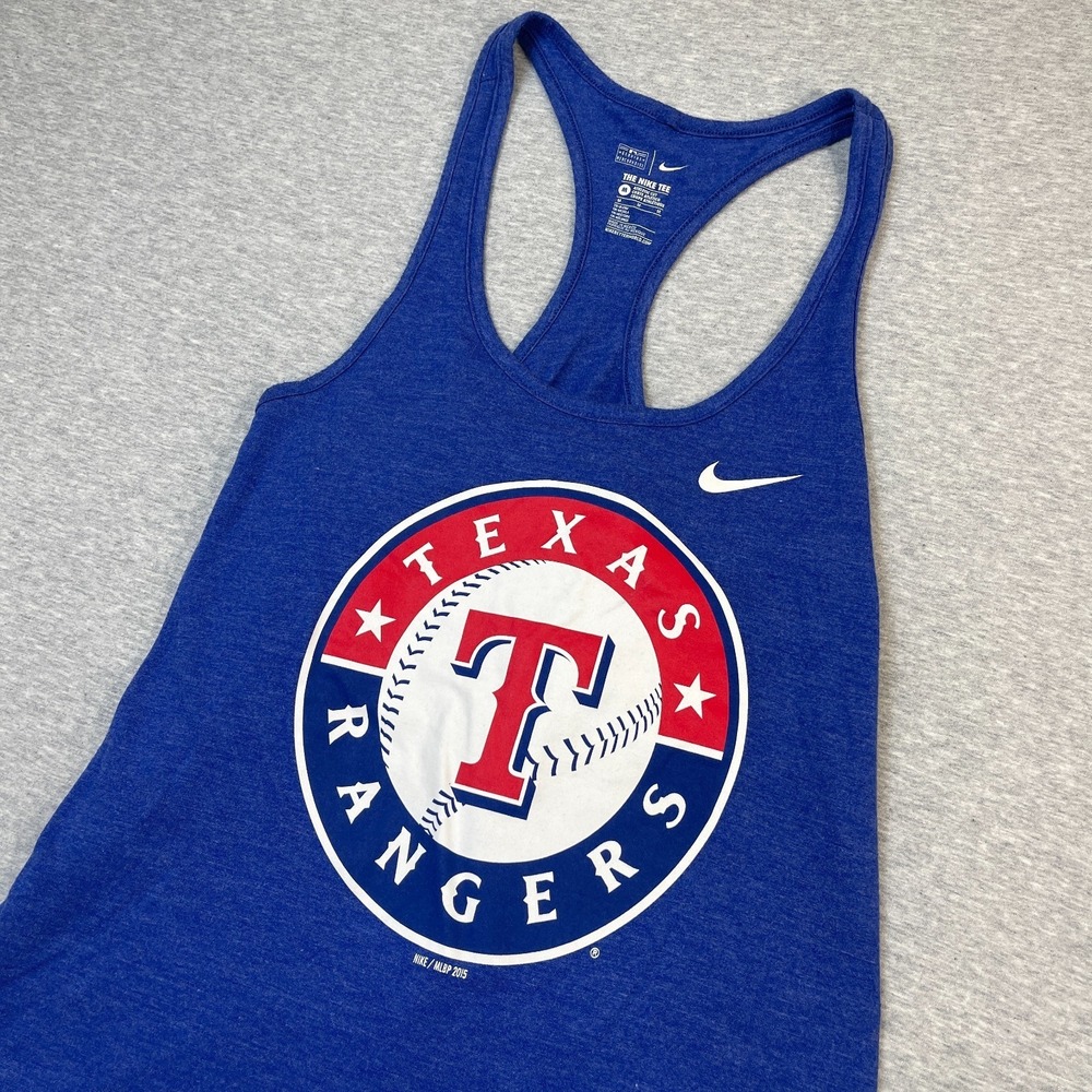 Nike Texas Rangers Tank Top Womens Medium M Blue Heather Tri-Blend Racerback MLB
